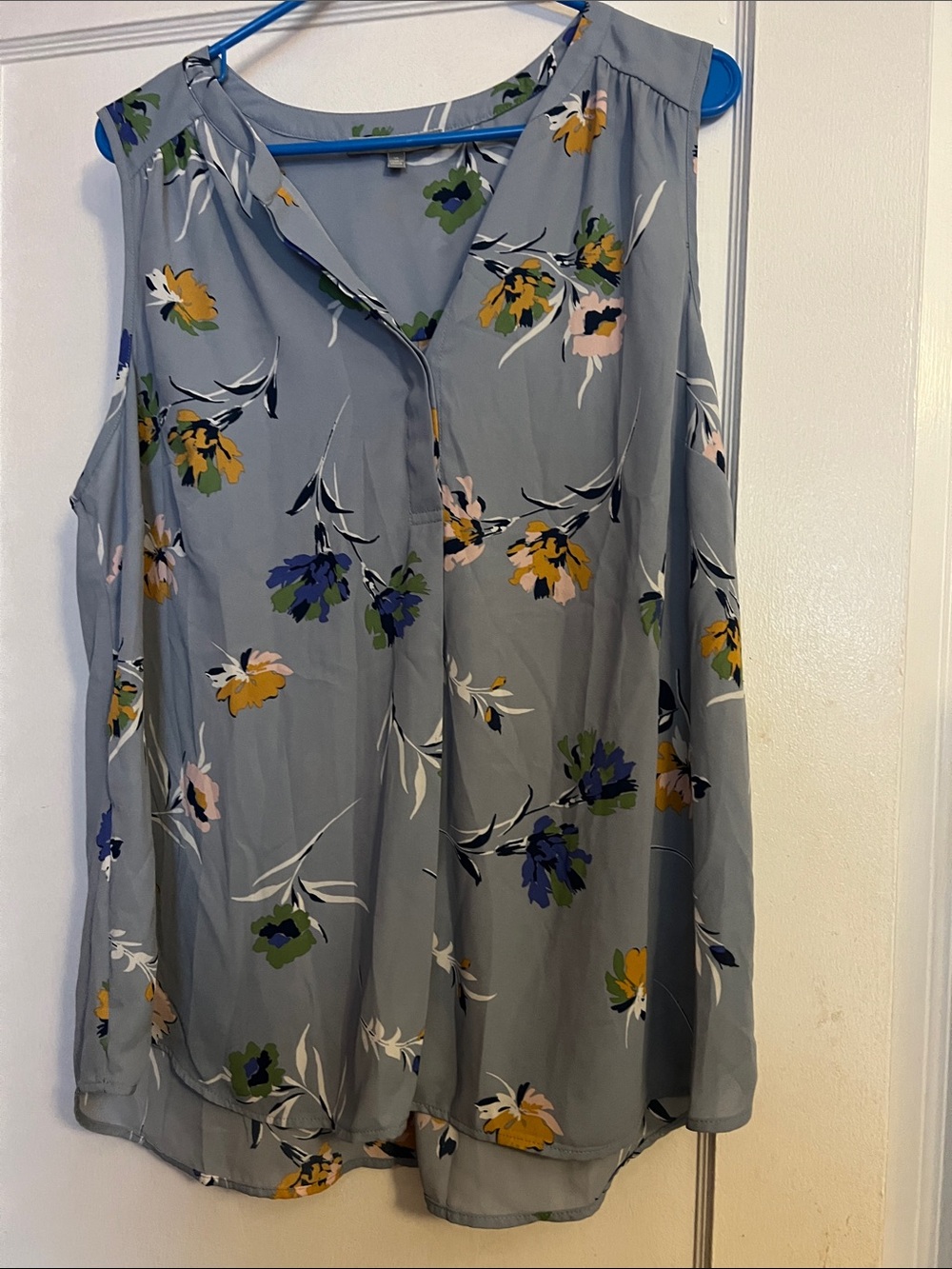 Daniel Rainn Blue Floral Sleeveless V-Neck Camisole